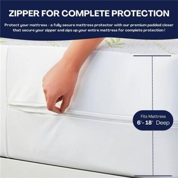 Mattress Protector with Zipper - 100% Waterproof Queen Size Cooling - Picture 4 of 7
